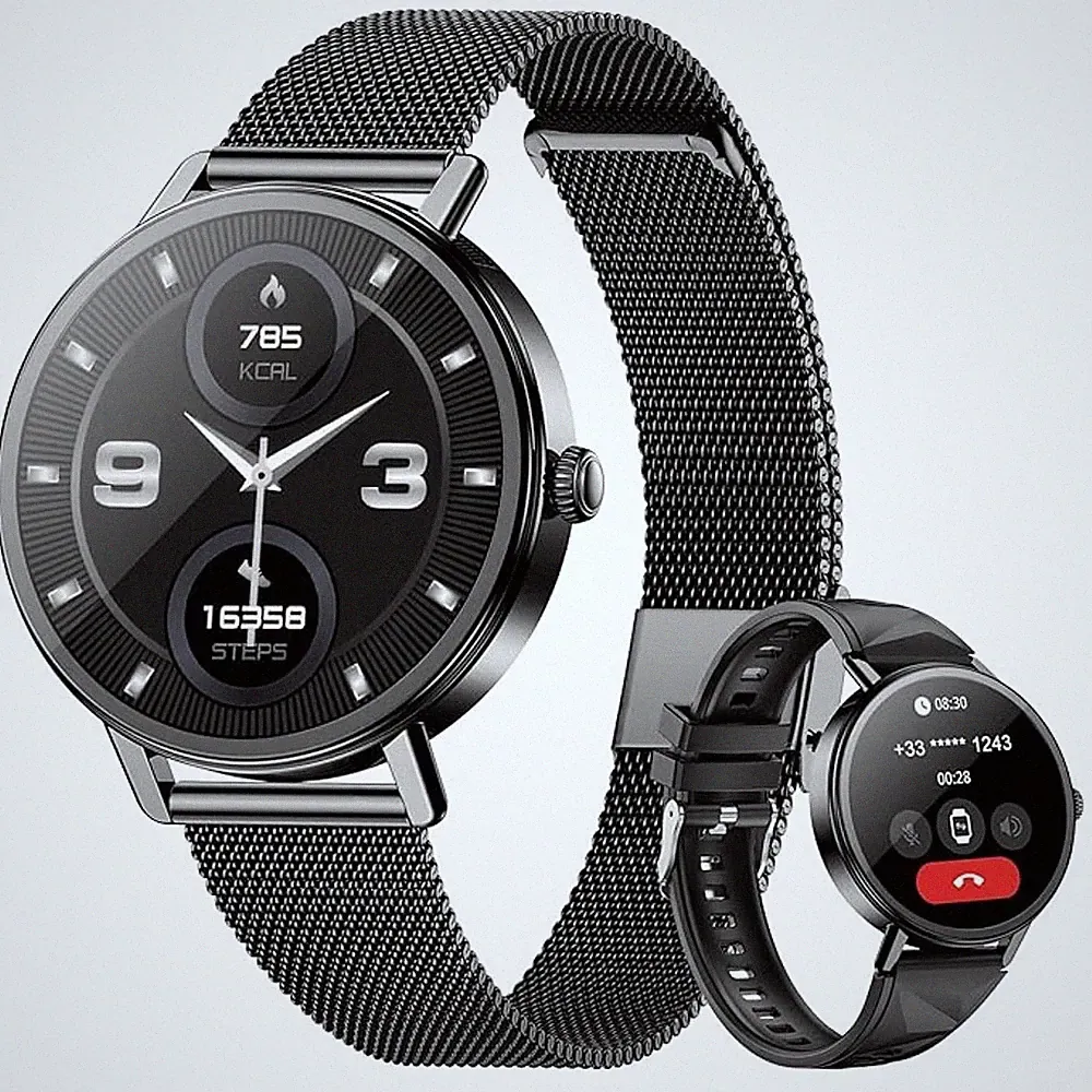 1.26" Smartwatch Damen mit Telefonfunktion Fitnessuhr für Android & iOS -Schwarz