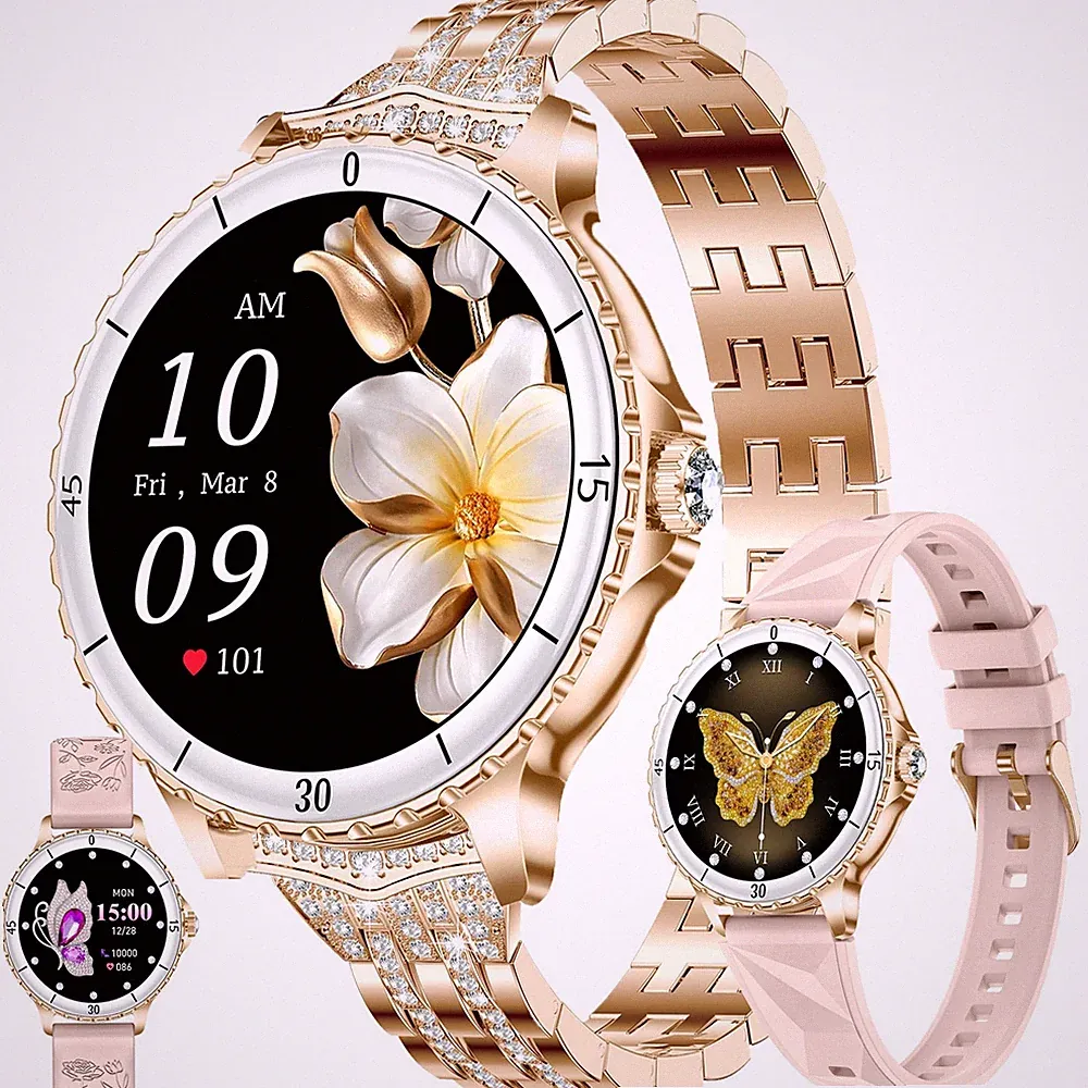 1,27" AMOLED Smartwatch Damen mit Telefonfunktion, 300mAh Batterie, Sportuhr...