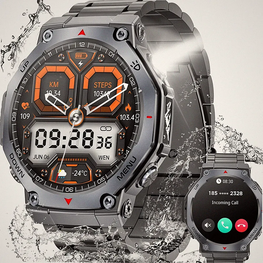 1.43" Smartwatch AMOLED-Anzeige 5ATM wasserdicht Militärsportuhr Für Android iOS