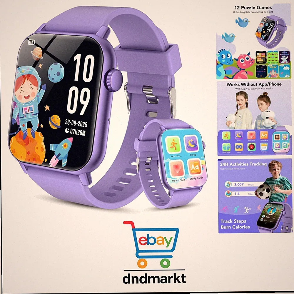 1,8" Smartwatch Kinder, Schrittzähler Kinder, Kids Smartwatch mit Herzfreque...