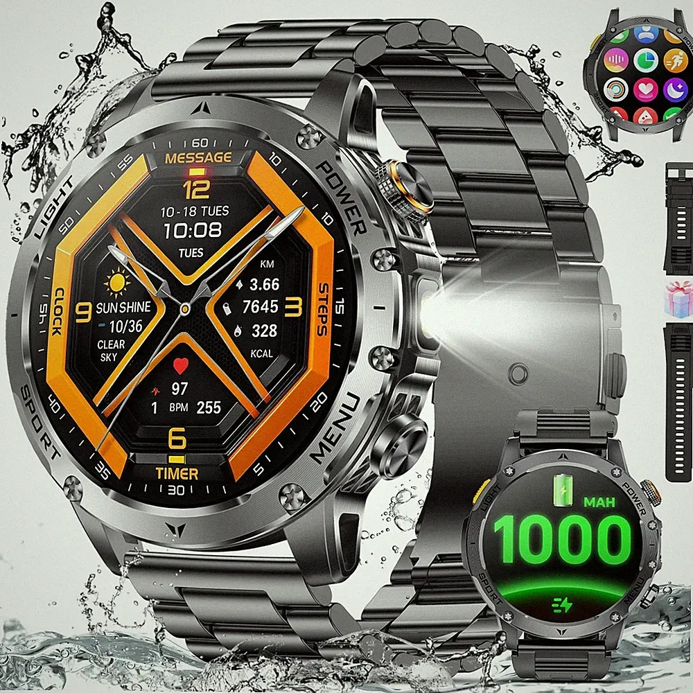 1.85-Zoll Smartwatch (Antwort/Anruf) Military Sport Watch 30-Day Battery 1000mAH