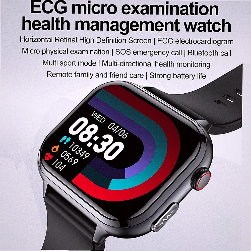 1,91" ECG Smartwatch TK17 Blutdruck Herzfrequenz Monitor Gesundheitsmanagement