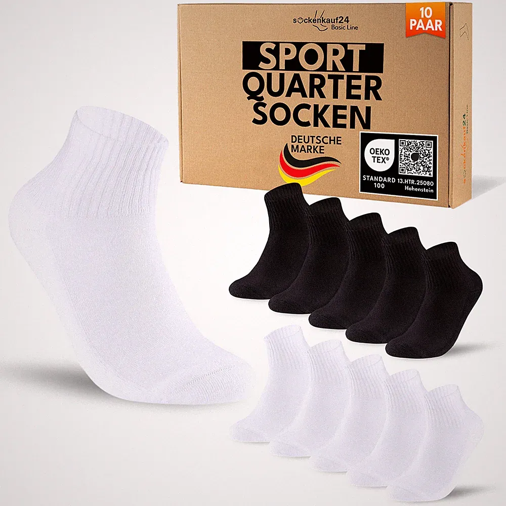 10-100 Paar Tennissocken Quarter Sportsocken Herren Damen Socken Baumwolle