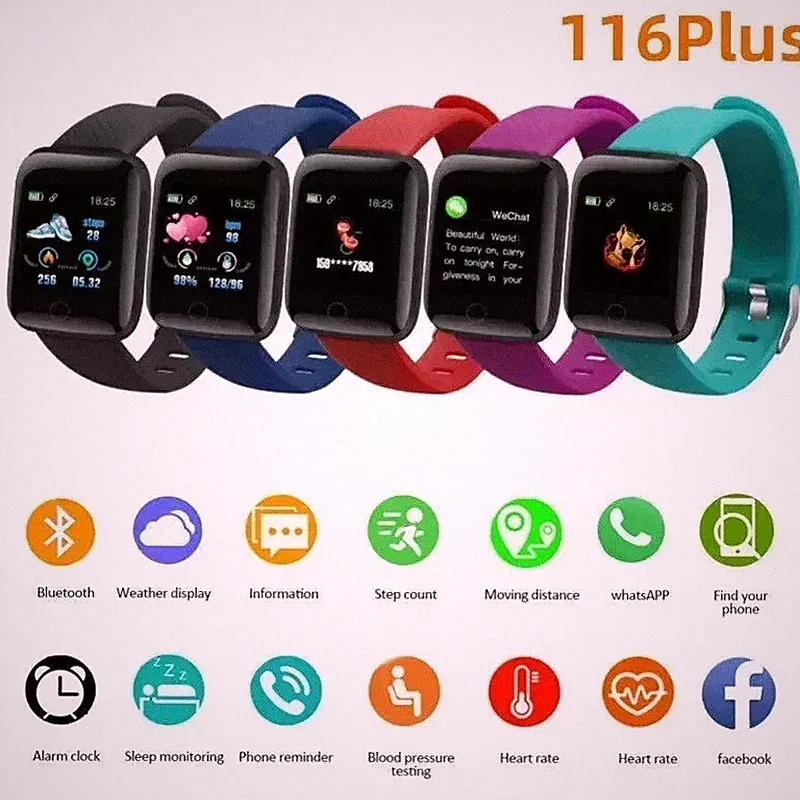 🕒 116 PLUS Smartwatch Herren Damen Fitness Uhr Blutdruck Herzfrequenz 💪