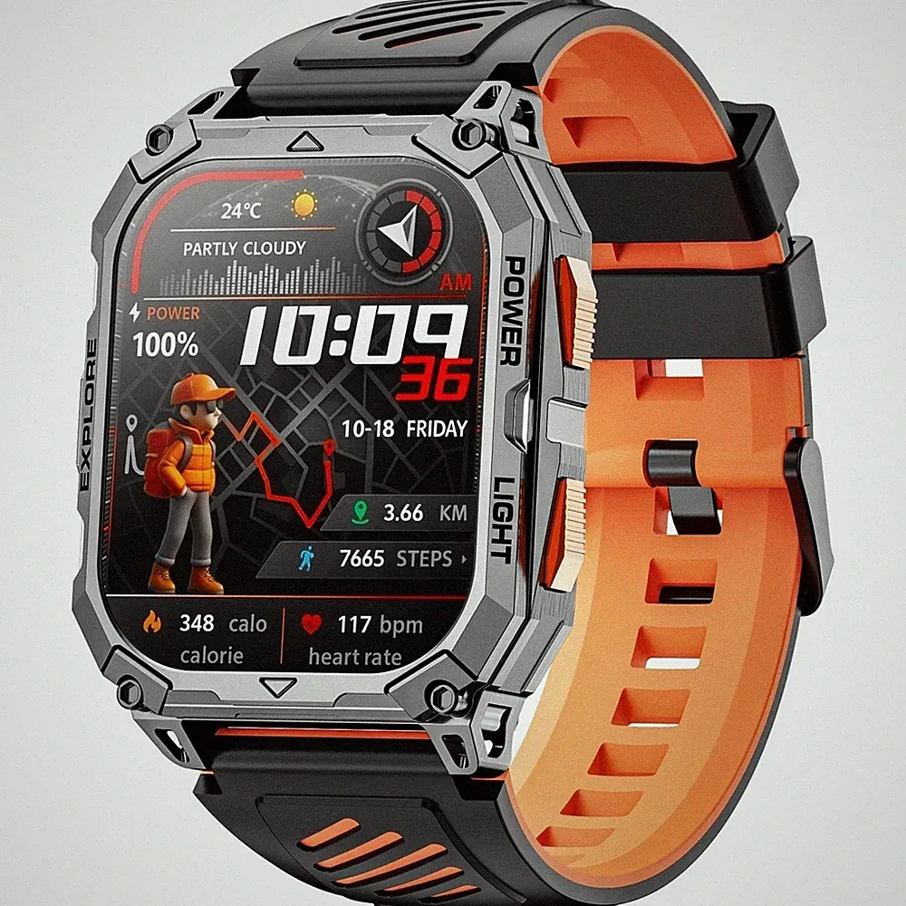 1500mAh Military Smartwatch 100 Tage Akku 10ATM Wasserdicht Bluetooth Anruf SOS