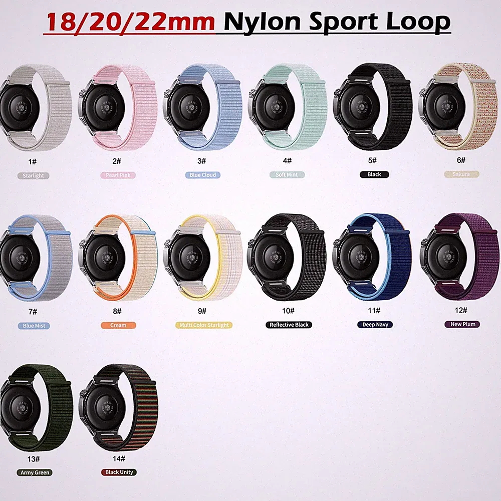 18mm 20mm 22mm Universell Schnellverschluss Nylon Sport Loop Armband Watch Strap