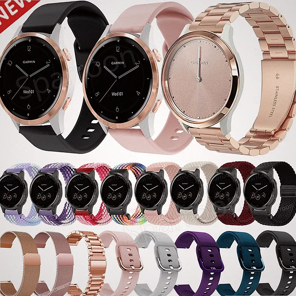 18mm Metall/Nylon/Silikon Ersatz Armband für Garmin Huawei Fossil Smart Watch