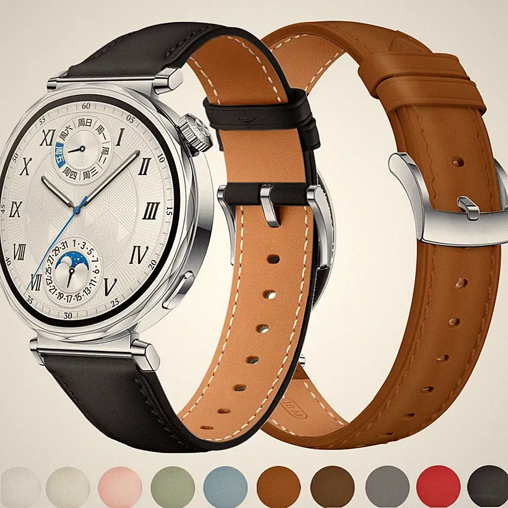 18mm Universell Klassisch Leder Armband Leder Ersatzband Smartwatch Strap Band