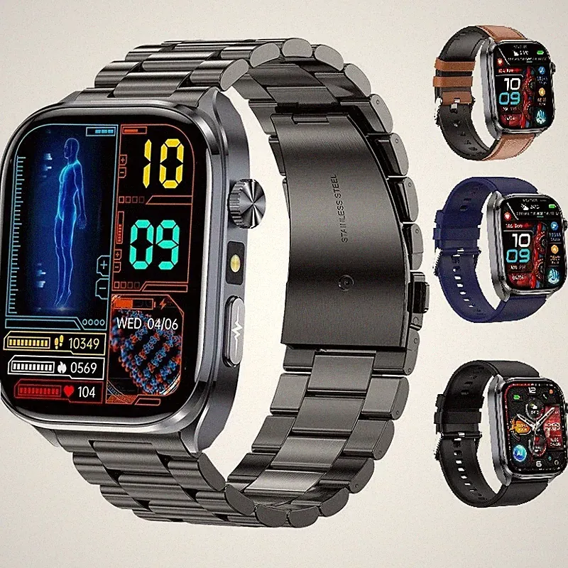 2,0" ET572 AI ECG Smartwatch Bluetooth Anruf Gesundheitsüberwachung Wasserdicht