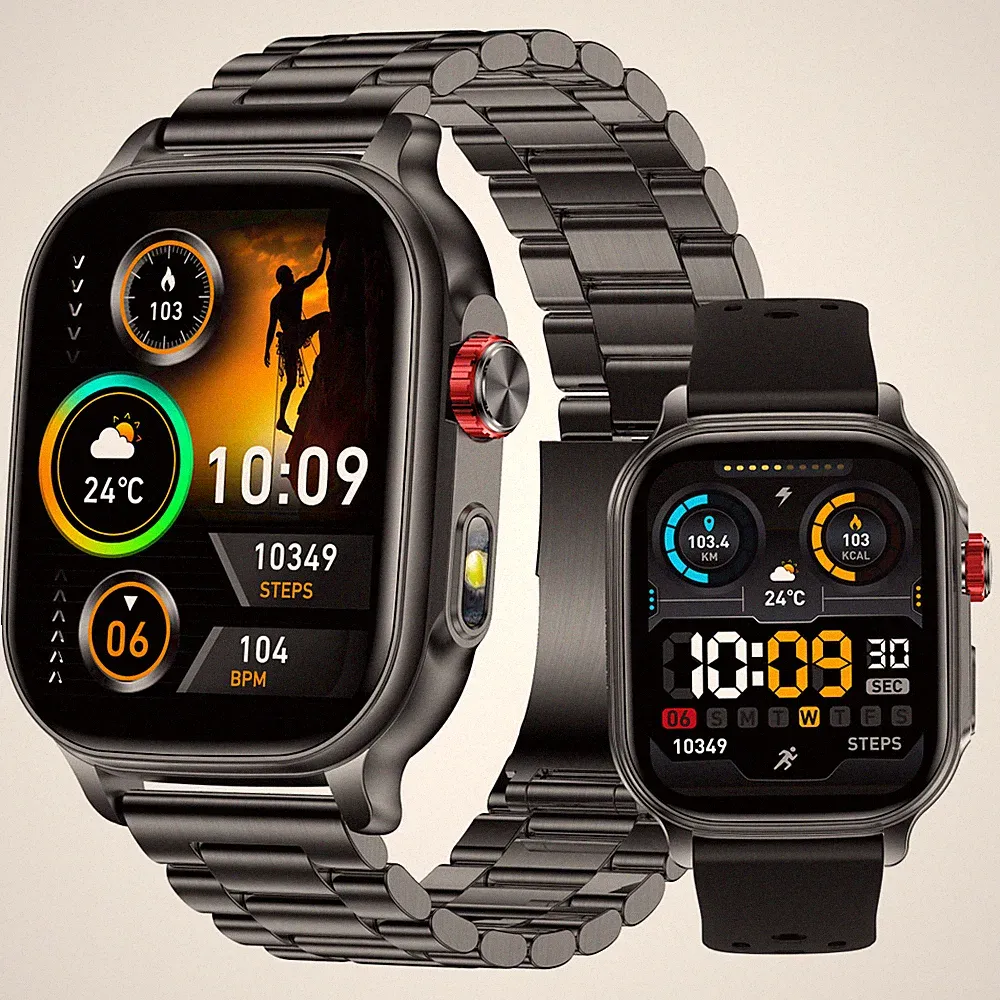 2.01"HD Militär Smartwatch Herren Damen Android iOS Fitness Tracker 1400mAh Akku