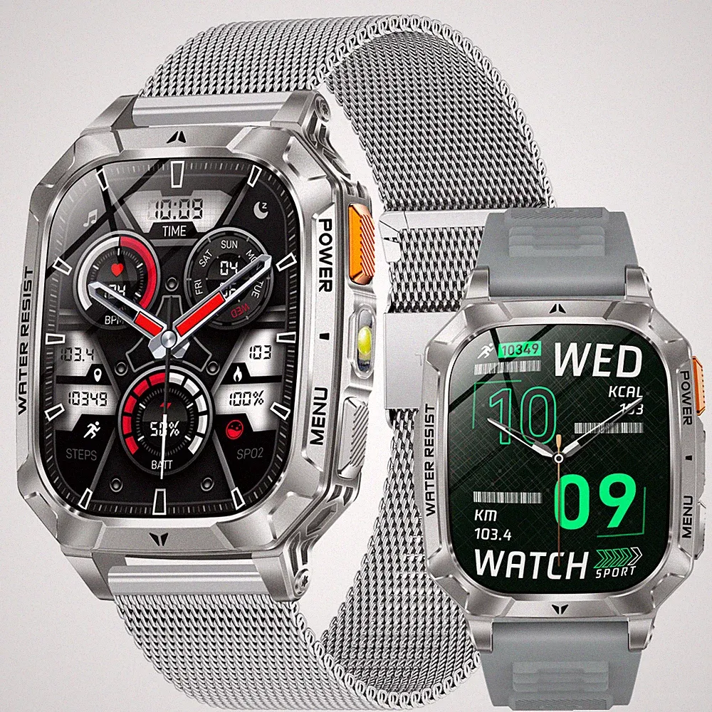 2,01" Smartwatch Herren Bluetooth Telefonfunktion Fitness Herzfrequenz 1400mAh