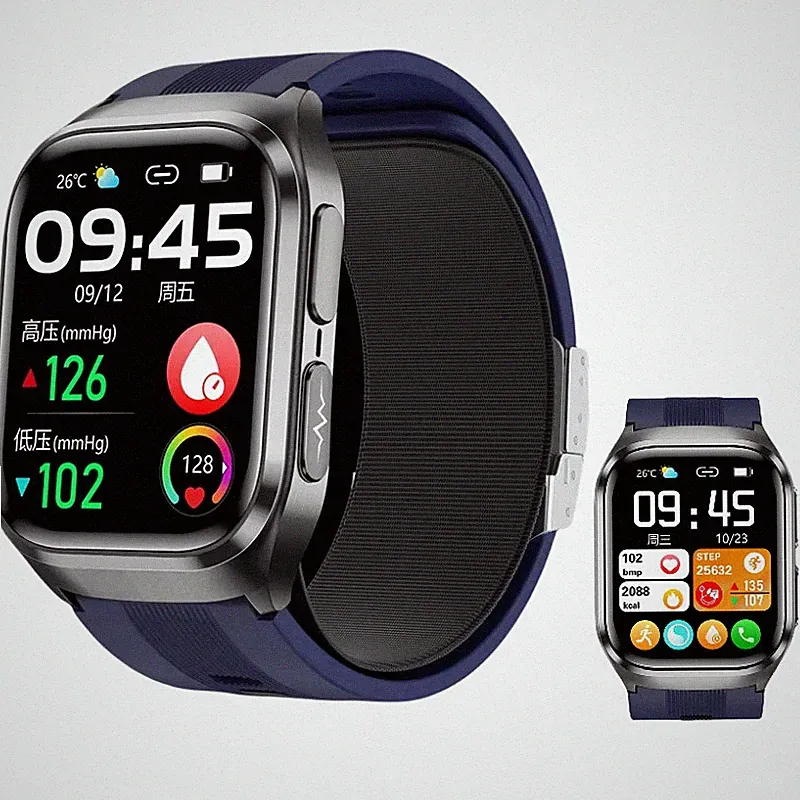 2.06" Luftpumpe Airbag Genau Blutsauerstoffdruck ECG Smartwatch S17 SOS NFC