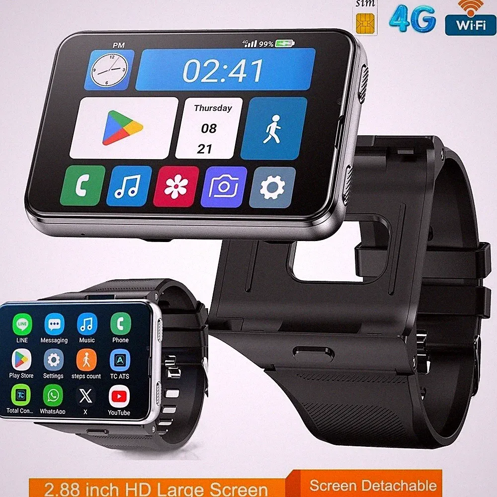 2,88" Bildschirm 4G Smart Watch S999 Android 11 6GB+128GB Herzfrequenz Monitor