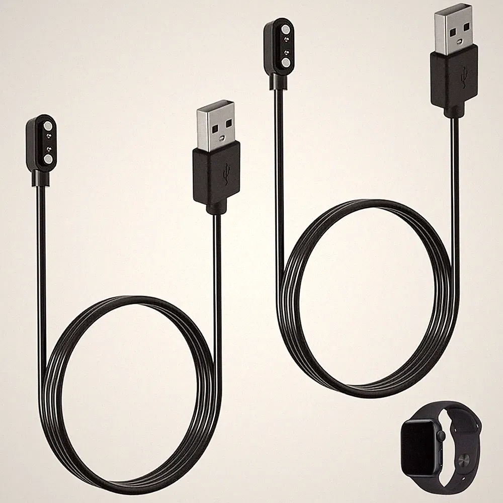 2 Stück Smartwatch Ladekabel 2 pin 4mm, Universal Ladegerät Smartwatch, USB Magn