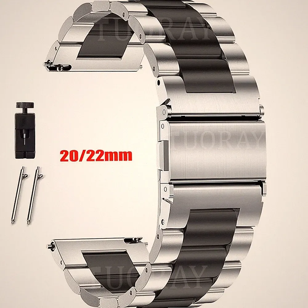 20/22mm Edelstahl Metall Uhrenarmband Armband für Huawei Samsung Garmin Amazfit
