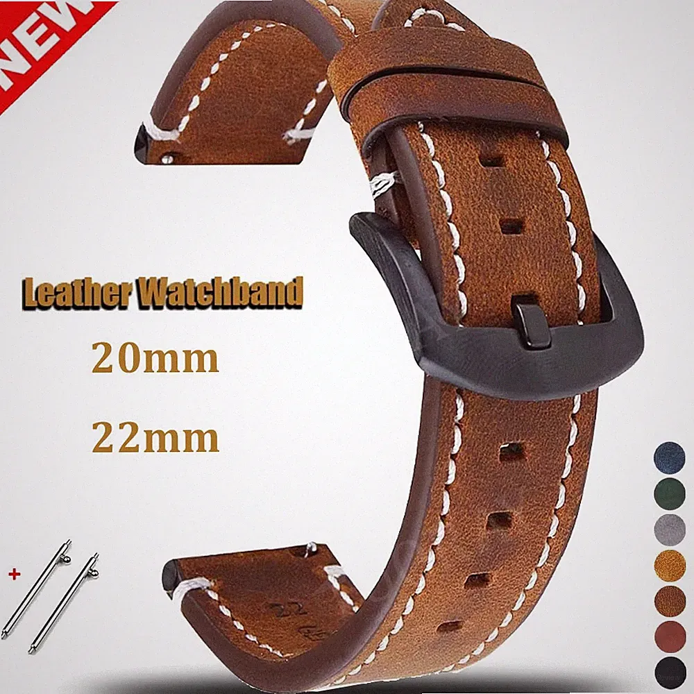 20/22mm Klassisch Leder Armband für Samsung Huawei Garmin Smartwatch Armband DE