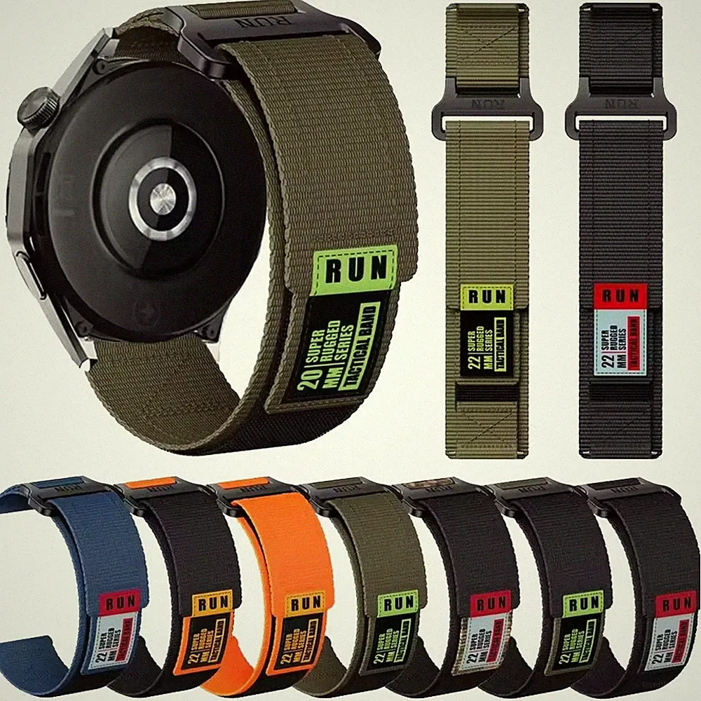 20/22mm Militär Nylon Armband Smartwatch Ersatzband für Samsung Huawei Amazfit