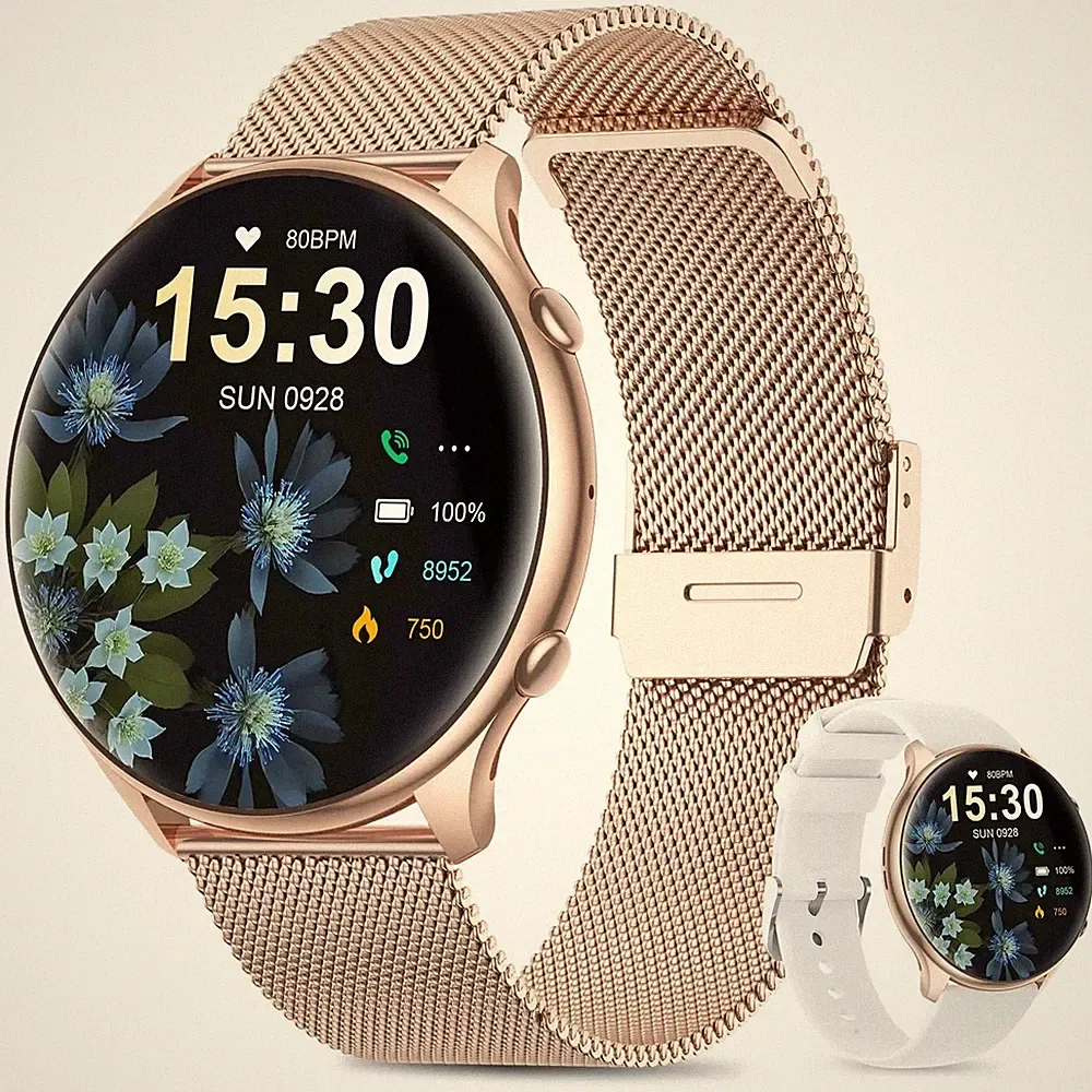 2024 Smartwatch Damen Mit Telefonfunktion, Runde 1,39'' Full Touch HD Screen Uhr
