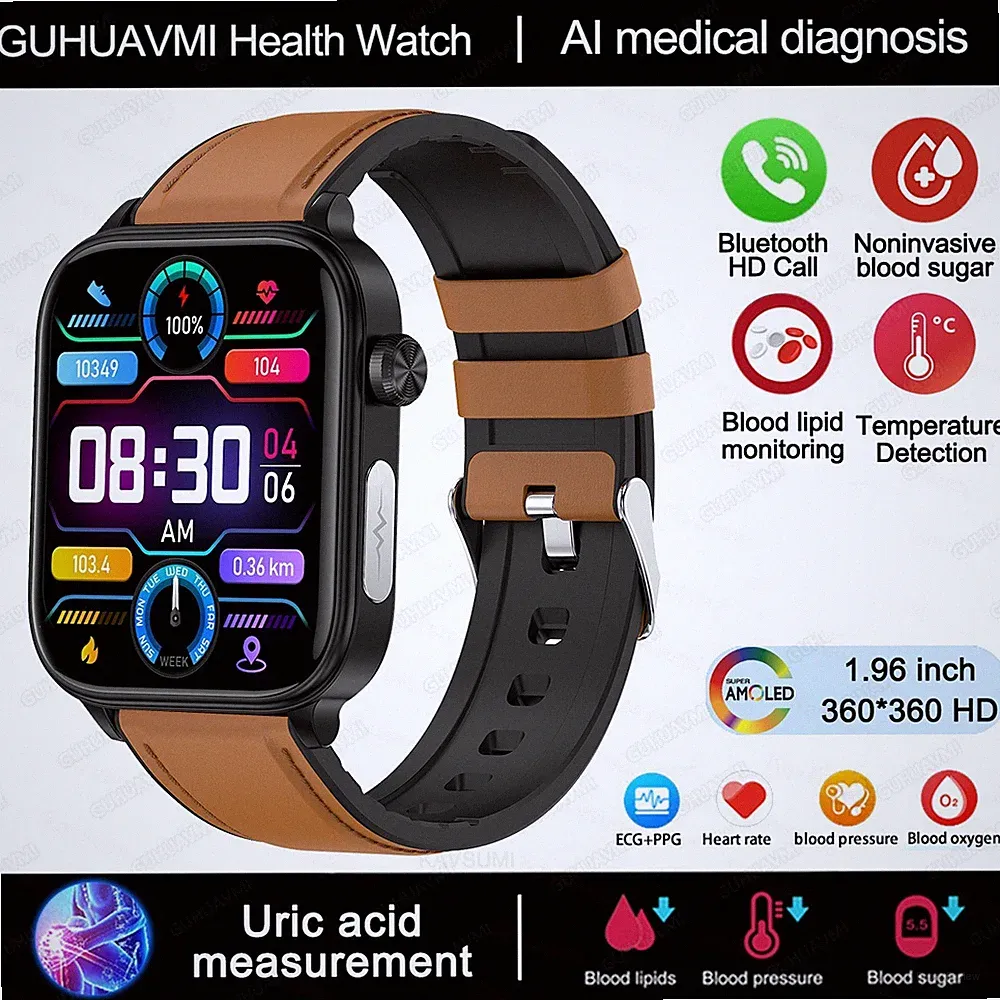 2025 Smartwatch HD Gesundheit Sport iOS Android AMOLED Blutzucker Harn.EGK uvvm