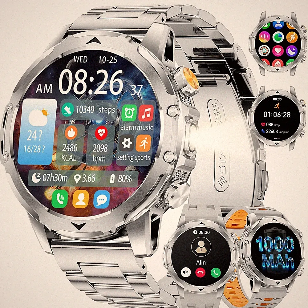2026 Militär Smartwatch Herren1,53'' IPS HD Display/LEDLampe/1000 mAh Akku,IP...