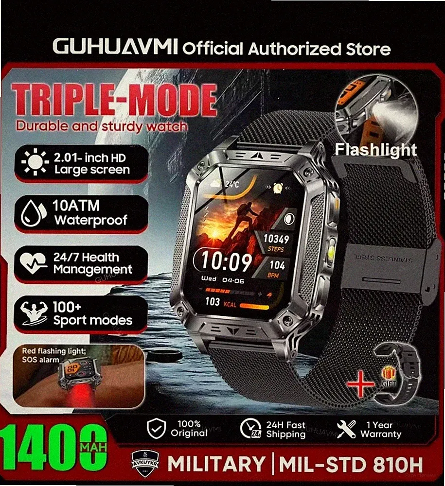 2026 Neu Modell Militär Outdoor Smart Watch Fitness Tracker