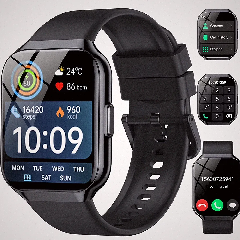 2026 NEU Smartwatch, 1,96''HD Bildschirm Smartwatch für Herren - Wasserdicht / 100 Modi
