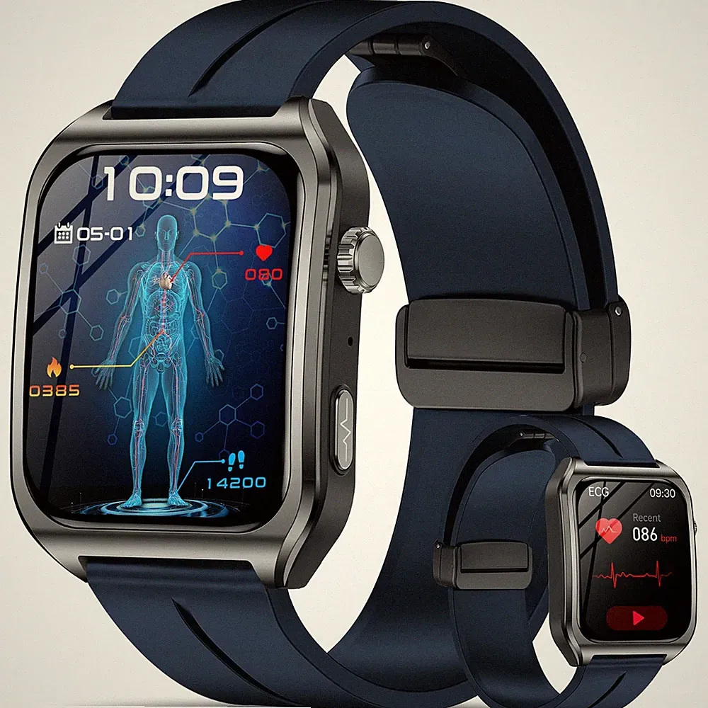 2026 Neu Smartwatch Herren EKG+PPG/Blutdruck/HRV/Schlaf/HarnsäureBlau