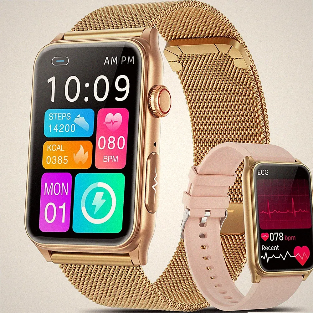2026 Neue Smartwatch Damen mit EKG/Blutdruck/SchlafMonitor/Harnsäure/HRV