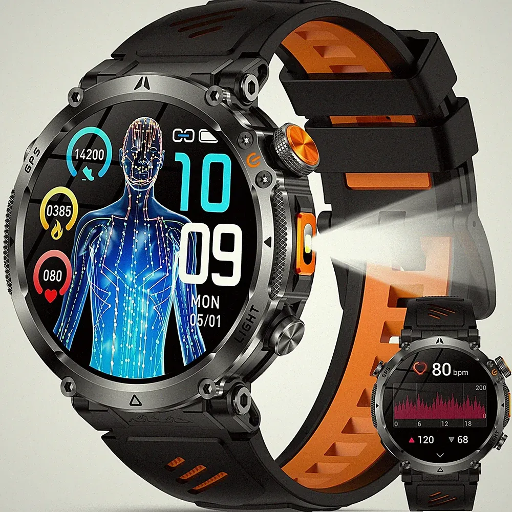2026 Neue Smartwatch Herren mit AIGPT/GPS/LEDLicht/Kompass/850mAh Akku