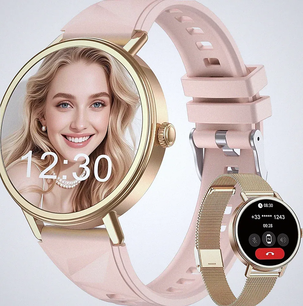 2026 Smartwatch Damen mit Telefonfunktion 1,26 Zoll Geschenk für Frauen Roségold