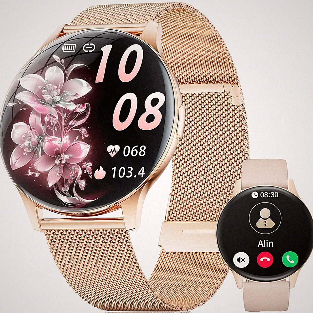 2026 Smartwatch Damen mit Telefonfunktion,1,43 zoll Amoled Touchscreen Fitnes...