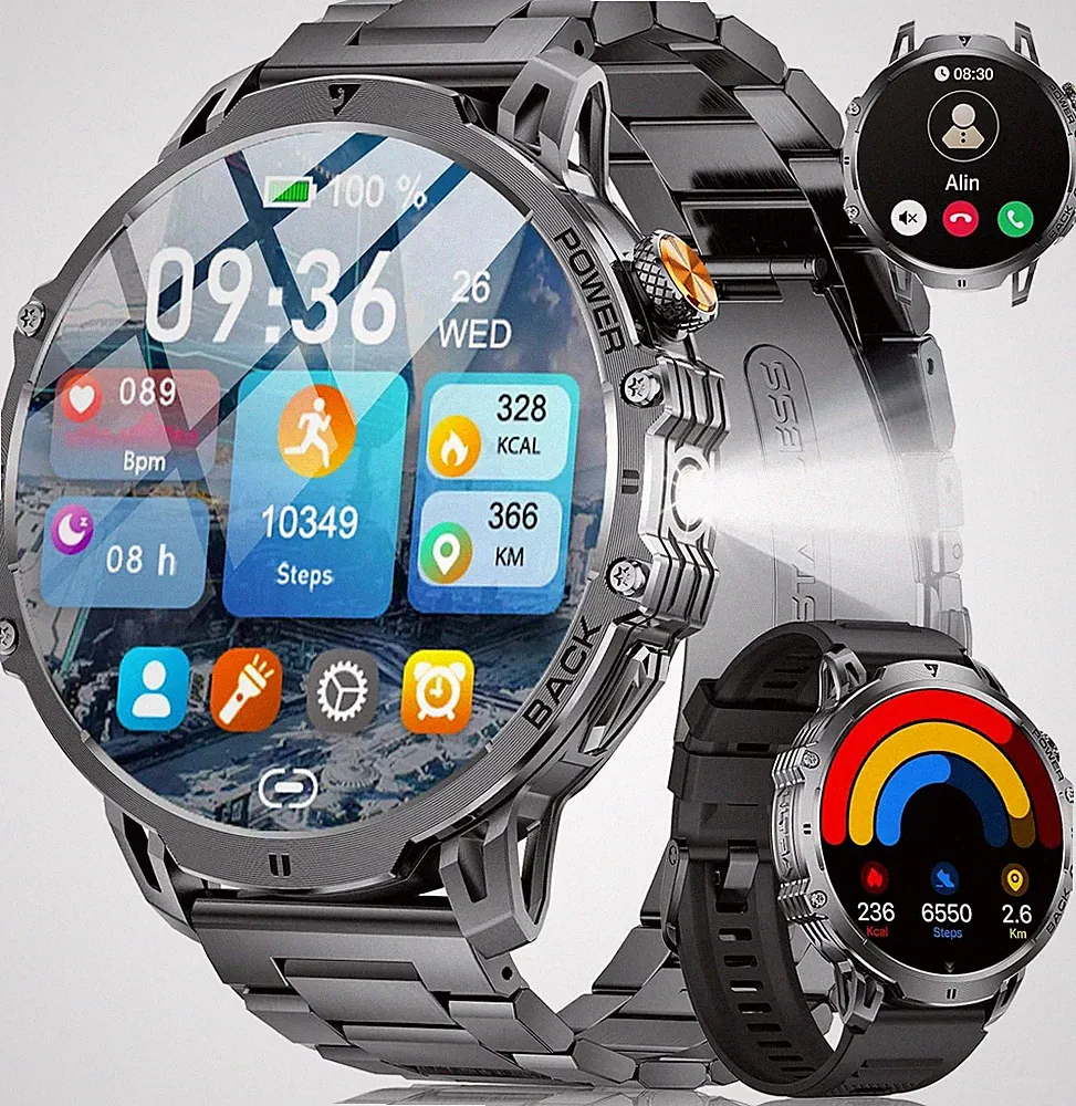 2026 Smartwatch Herren Militär-1.85'' HD Große Display/1000Mah Akku(20 Tage),Out