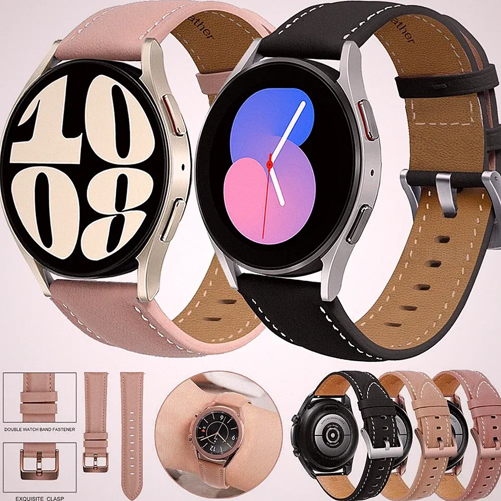 20mm 22mm Echtes Leder Armband für Samsung Garmin Huawei Amazfit SmartWatch Band