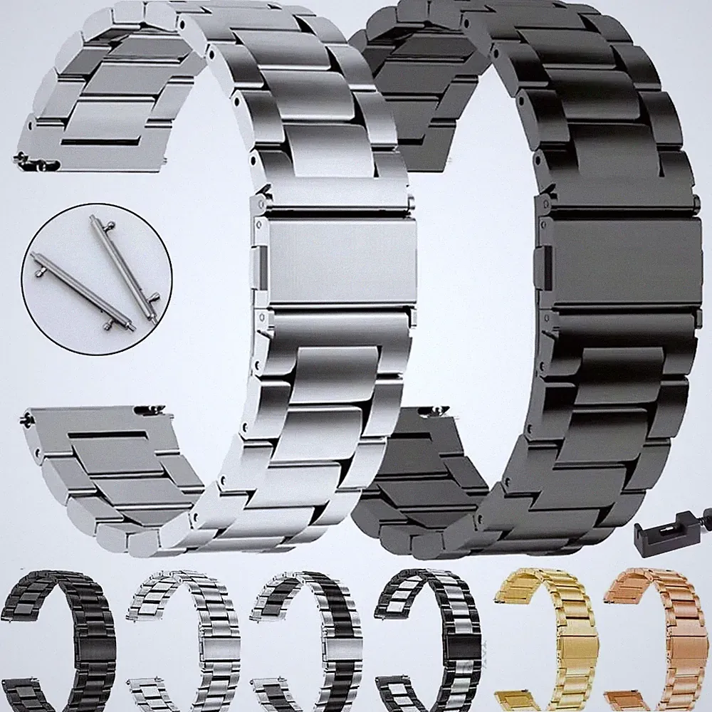 20mm/22mm Ersatz Armband Universal Edelstahl Metall Uhrenarmband Smartwatch Band