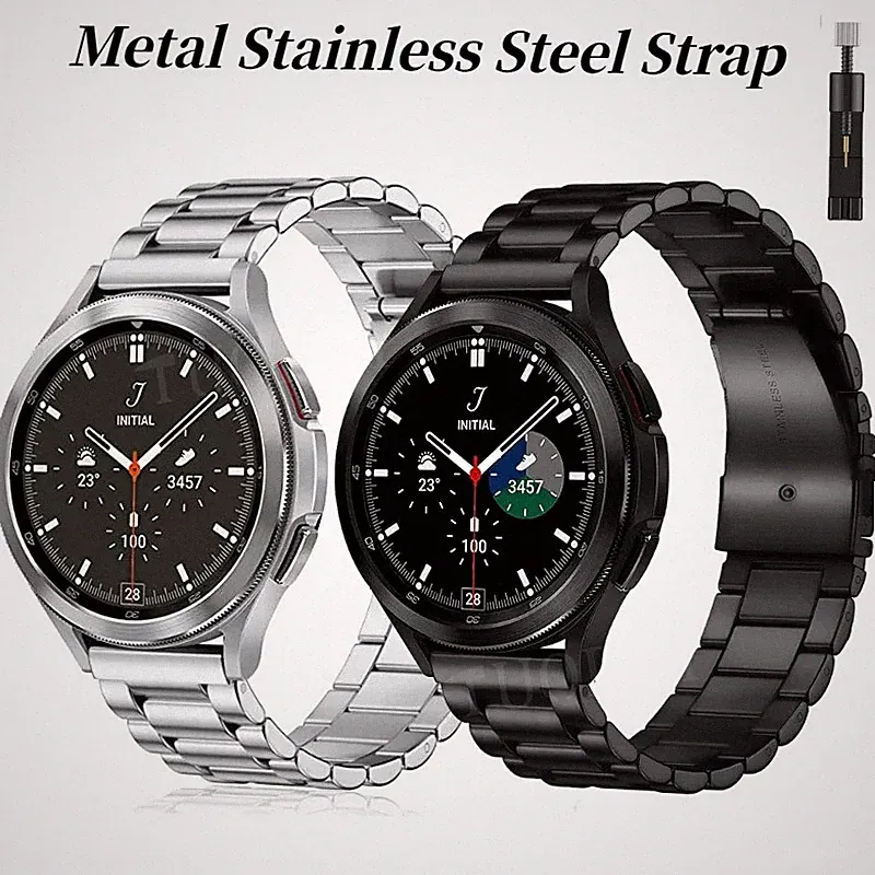 22mm Edelstahl Glieder-Uhrenarmband Silber Schwarz Metallband Armband Ersatz DE