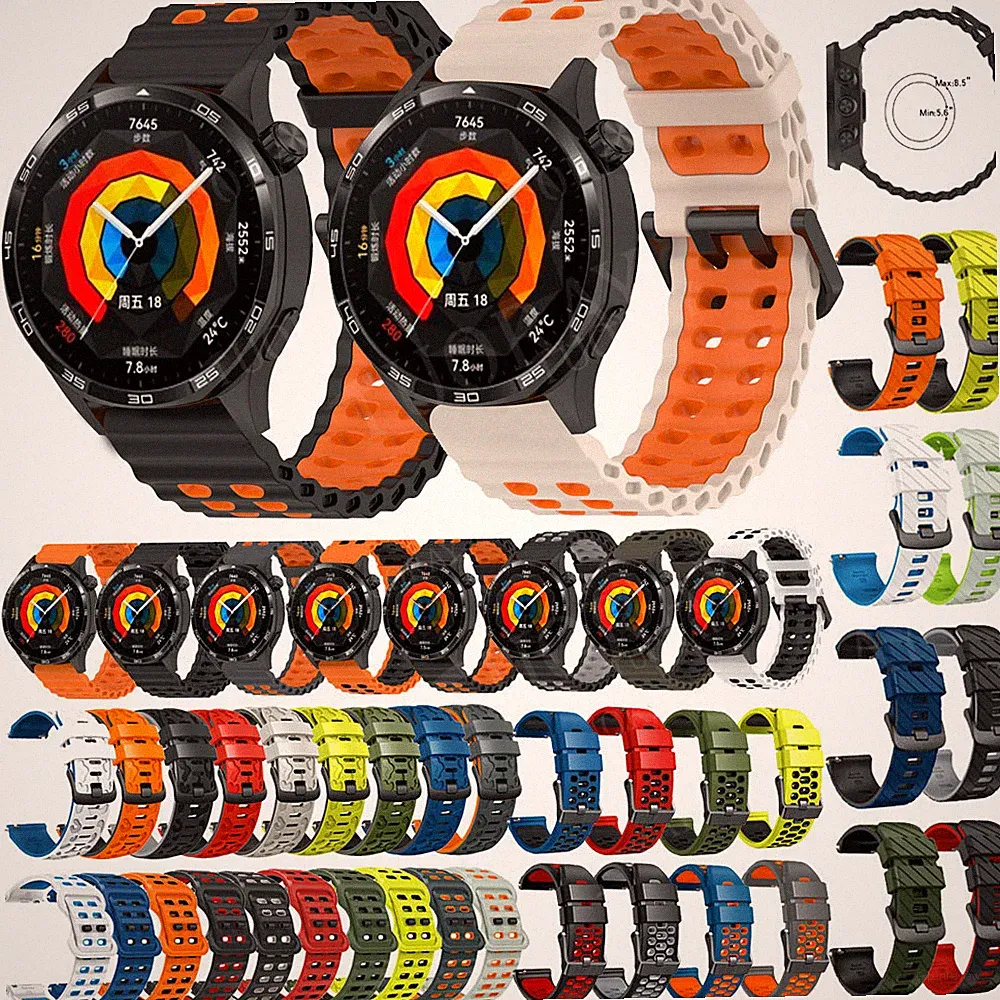 22mm Ersatzband Sports Silikon Armband Universal Band Smartwatch Uhrenarmband