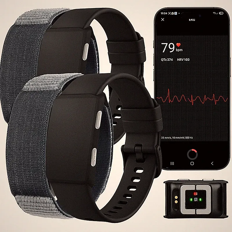 2er-Set smarte Fitness-Tracker, App, 24/7-Erfassung, EKG-Überwachung