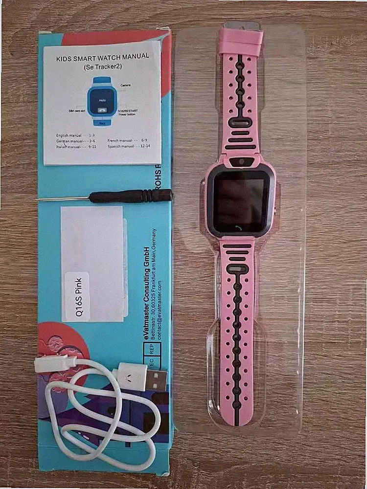 2G Q16S Smartwatch Kids GPS LBS Uhr SOS Pink -Gebraucht!