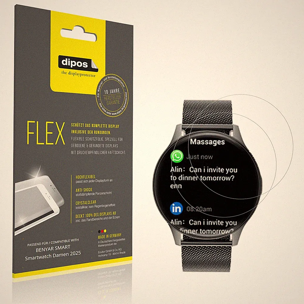 2x 3D Full Cover Schutzfolie für BENYAR SMART Smartwatch Damen 2025 Panzerfolie