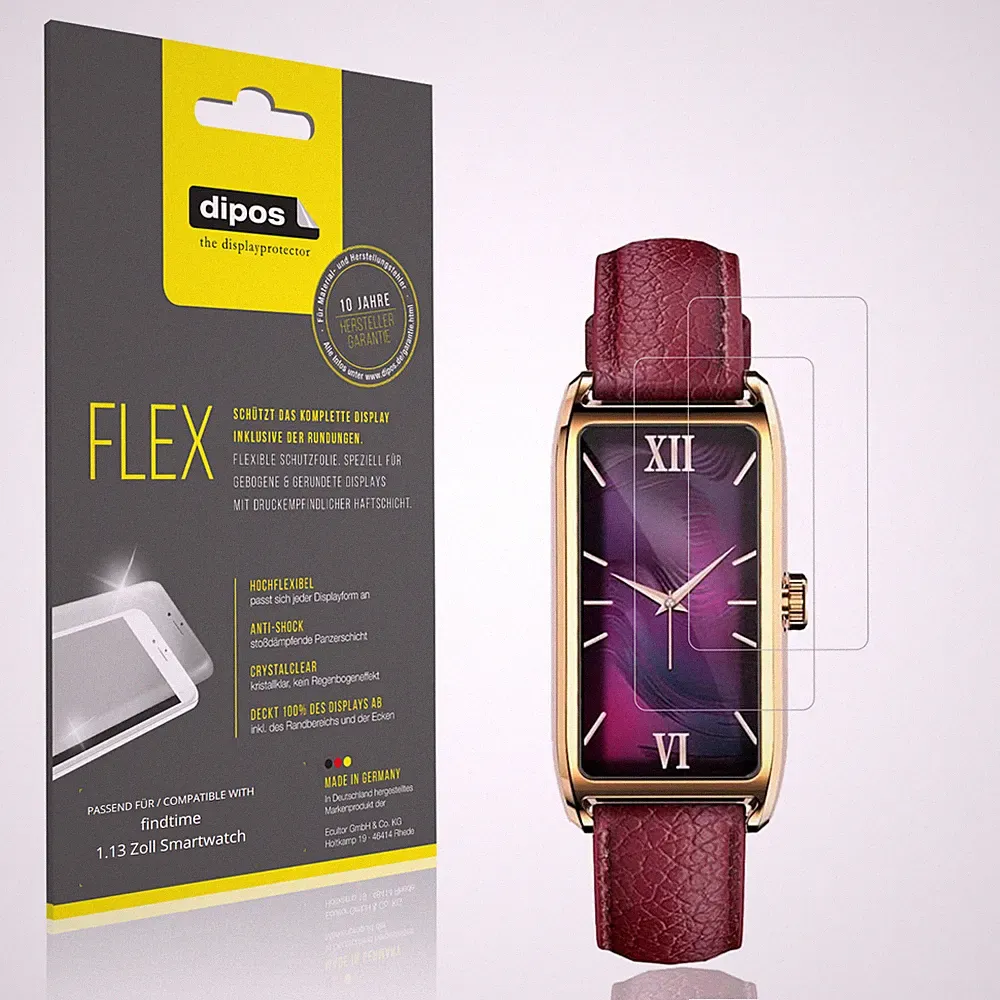 2x 3D Full Cover Schutzfolie für findtime 1.13 Zoll Smartwatch Panzerfolie