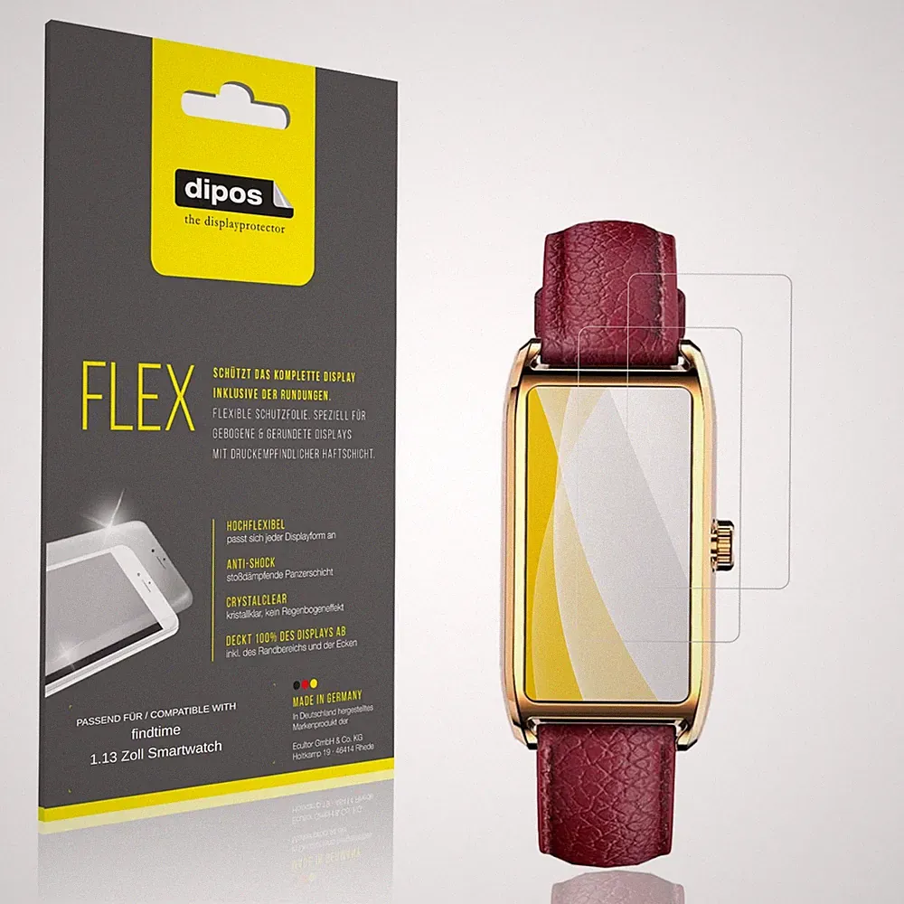 2x 3D Full Cover Schutzfolie für findtime 1.13 Zoll Smartwatch Panzerfolie