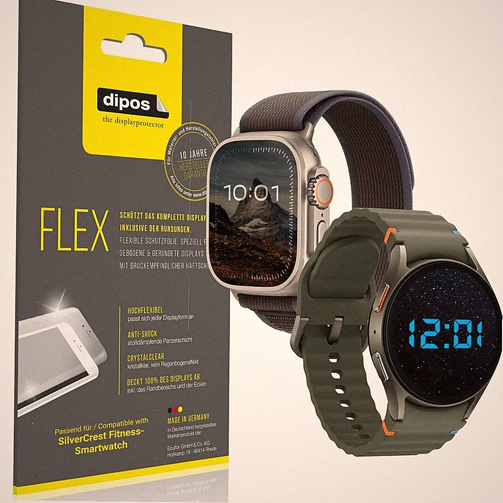 2x 3D Full Cover Schutzfolie für SilverCrest Fitness-Smartwatch Panzerfolie