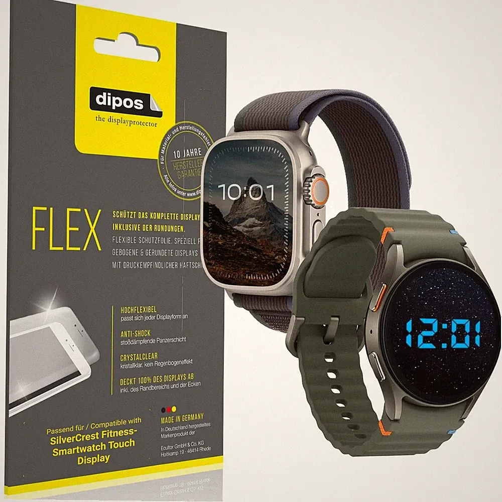 2x 3D Full Cover Schutzfolie für SilverCrest Fitness-Smartwatch Touch Display