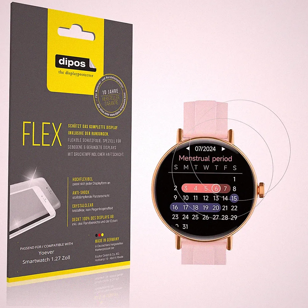 2x 3D Full Cover Schutzfolie für Yoever Smartwatch 1.27 Zoll Panzerfolie