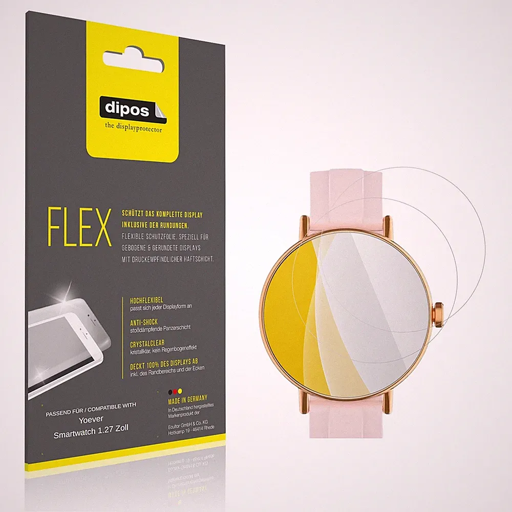 2x 3D Full Cover Schutzfolie für Yoever Smartwatch 1.27 Zoll Panzerfolie