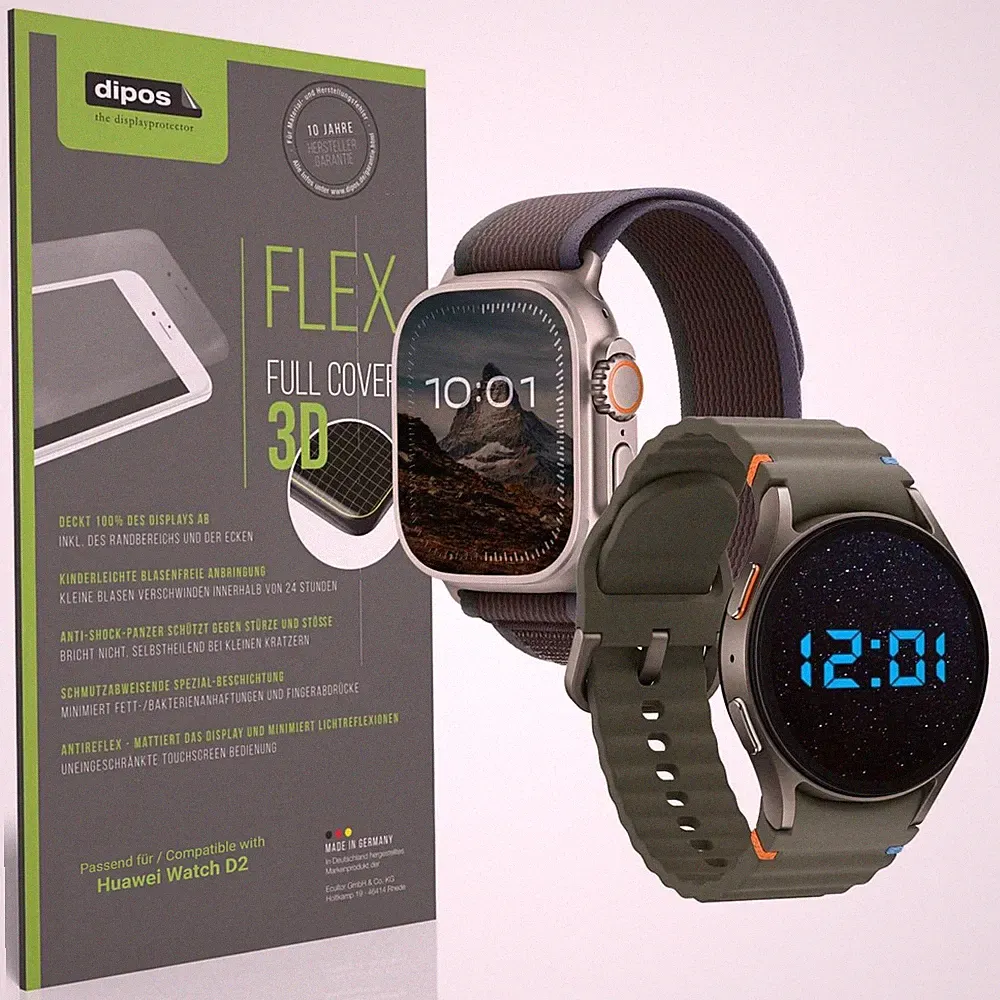 2x Full Cover Schutzfolie matt für Huawei Watch D2 Panzerfolie Anti-Shock