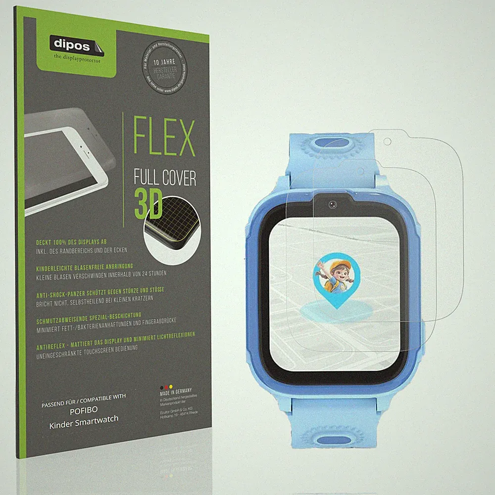 2x Full Cover Schutzfolie matt für POFIBO Kinder Smartwatch Panzerfolie