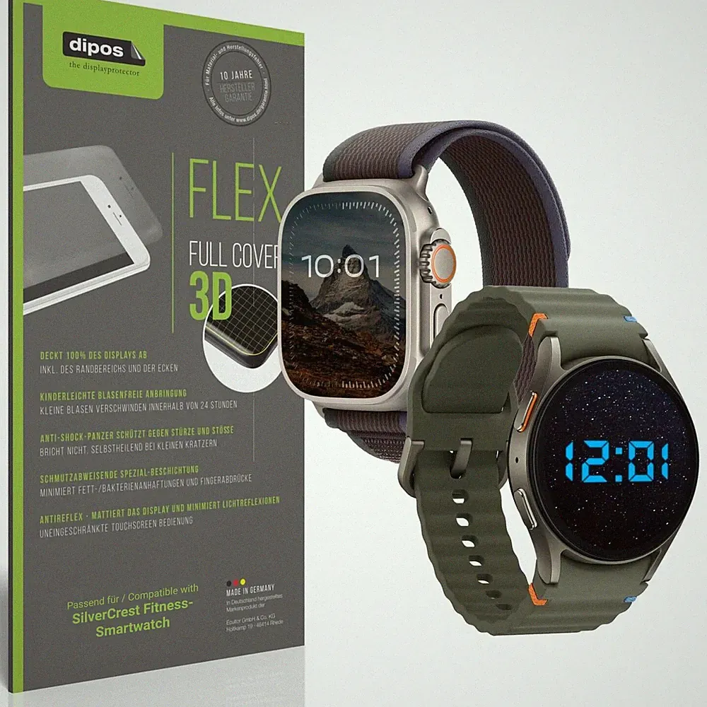 2x Full Cover Schutzfolie matt für SilverCrest Fitness-Smartwatch Panzerfolie