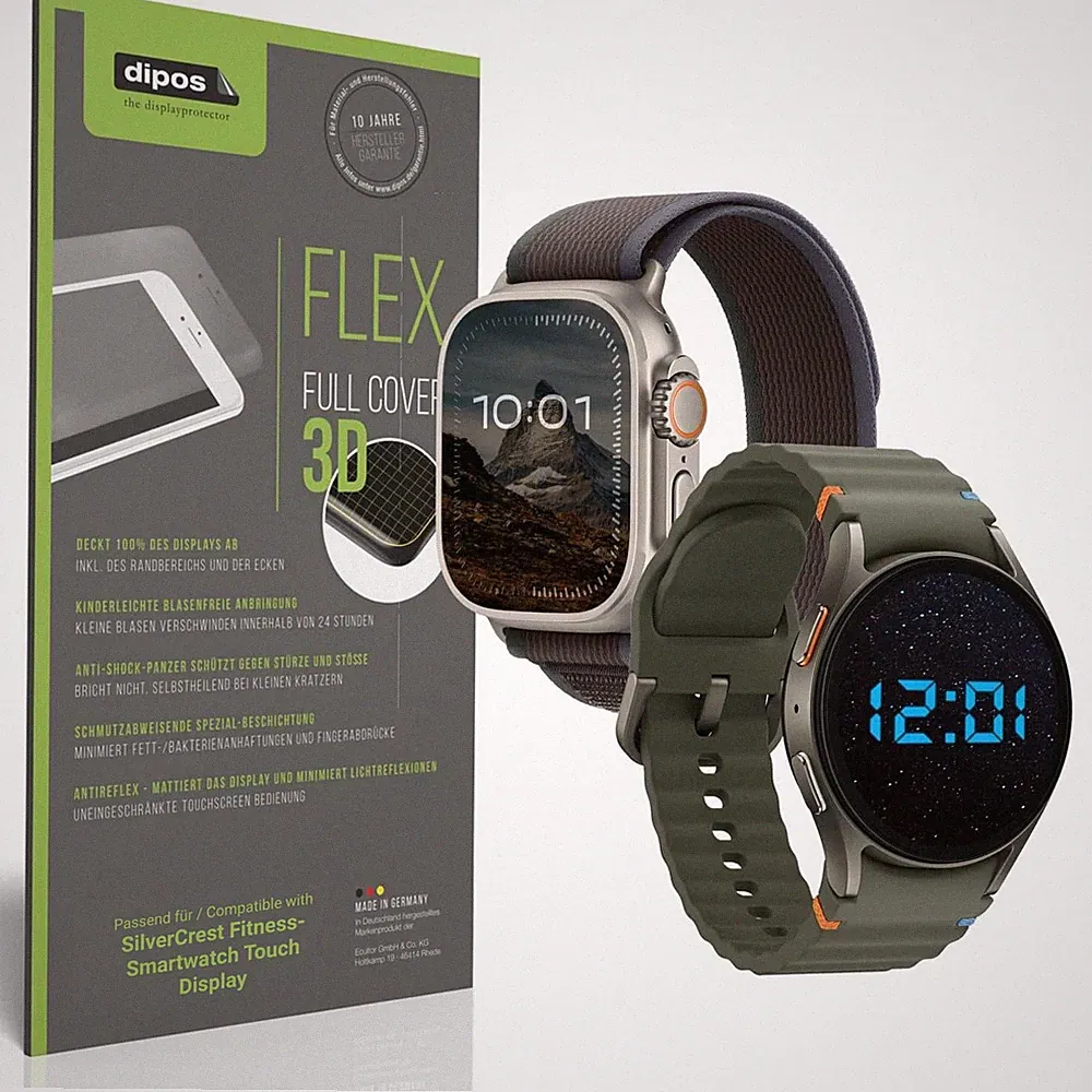 2x Full Cover Schutzfolie matt für SilverCrest Fitness-Smartwatch Touch Display