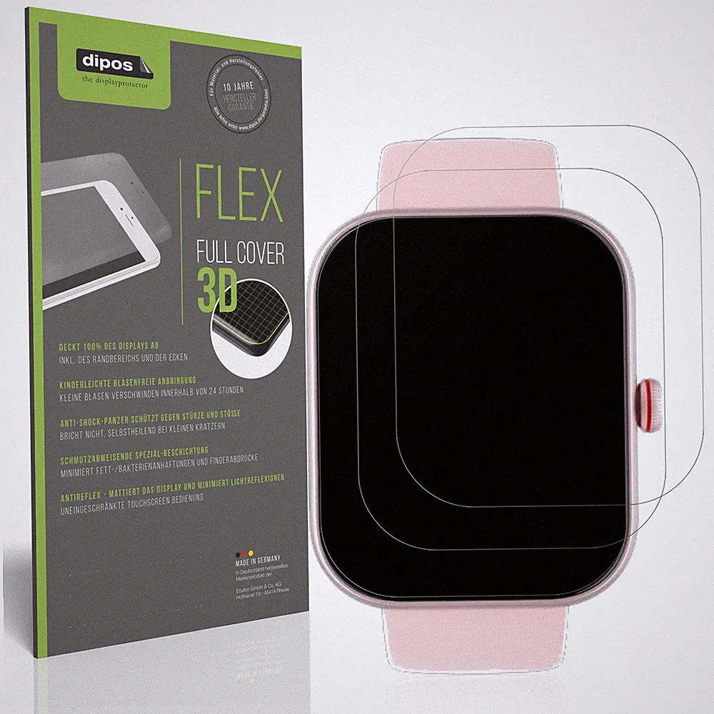 2x Full Cover Schutzfolie matt für Toobur 1.91 Zoll Smartwatch Panzerfolie